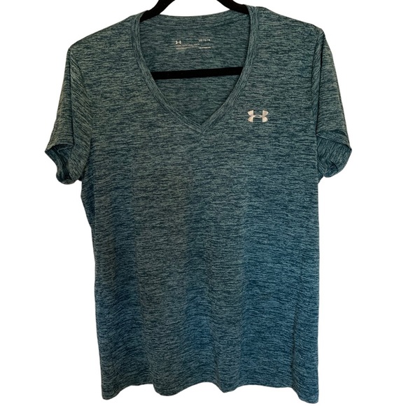 Under Armour HearGear Dark Teal Heather workout shirt. size Large. - Picture 2 of 5